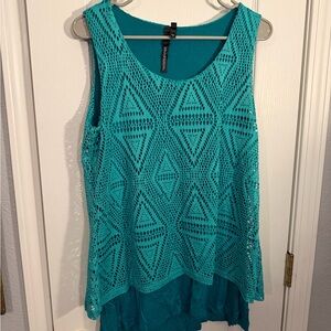 Chic Turquoise Crochet Tank Top